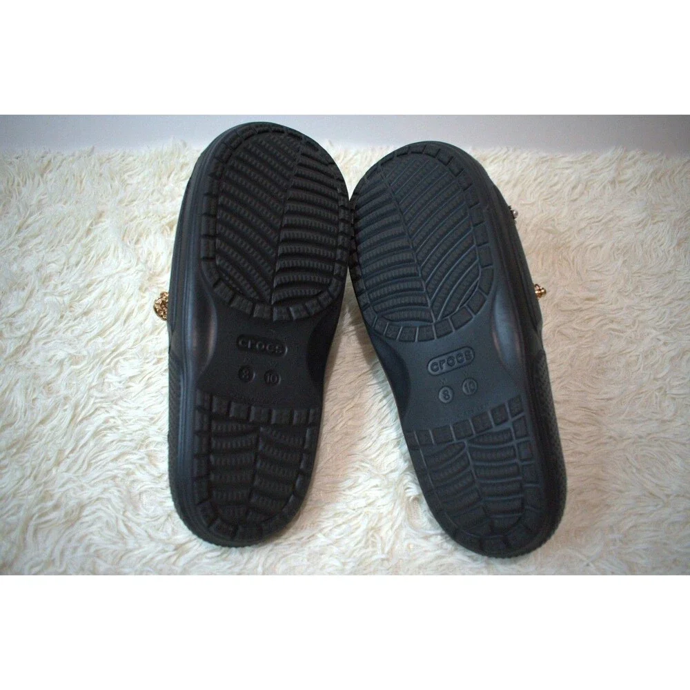 Crocs Slides Customized with Gold Luxe Charms (206761‑001 ) - Women's Size 10